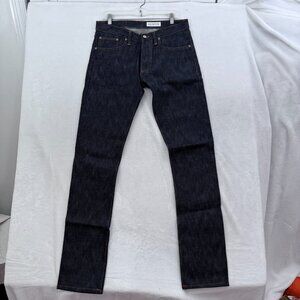 Gustin Jeans Mens 33 (32x33) Blue Dark Wash Skinny Raw Selvedge Denim Button Fly